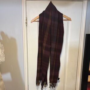 Women’s HC Plaid Wool BlendScarf with Fringed Ends 72x14
